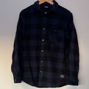 WESC Navy and Black Checkered Shirt - Men’s Medium